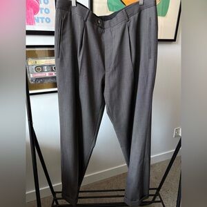 Hugo Boss "Da Vinci/Lucca" Dress Pants Pleated Cuffed Wool Gray/Brown 41/33.5"